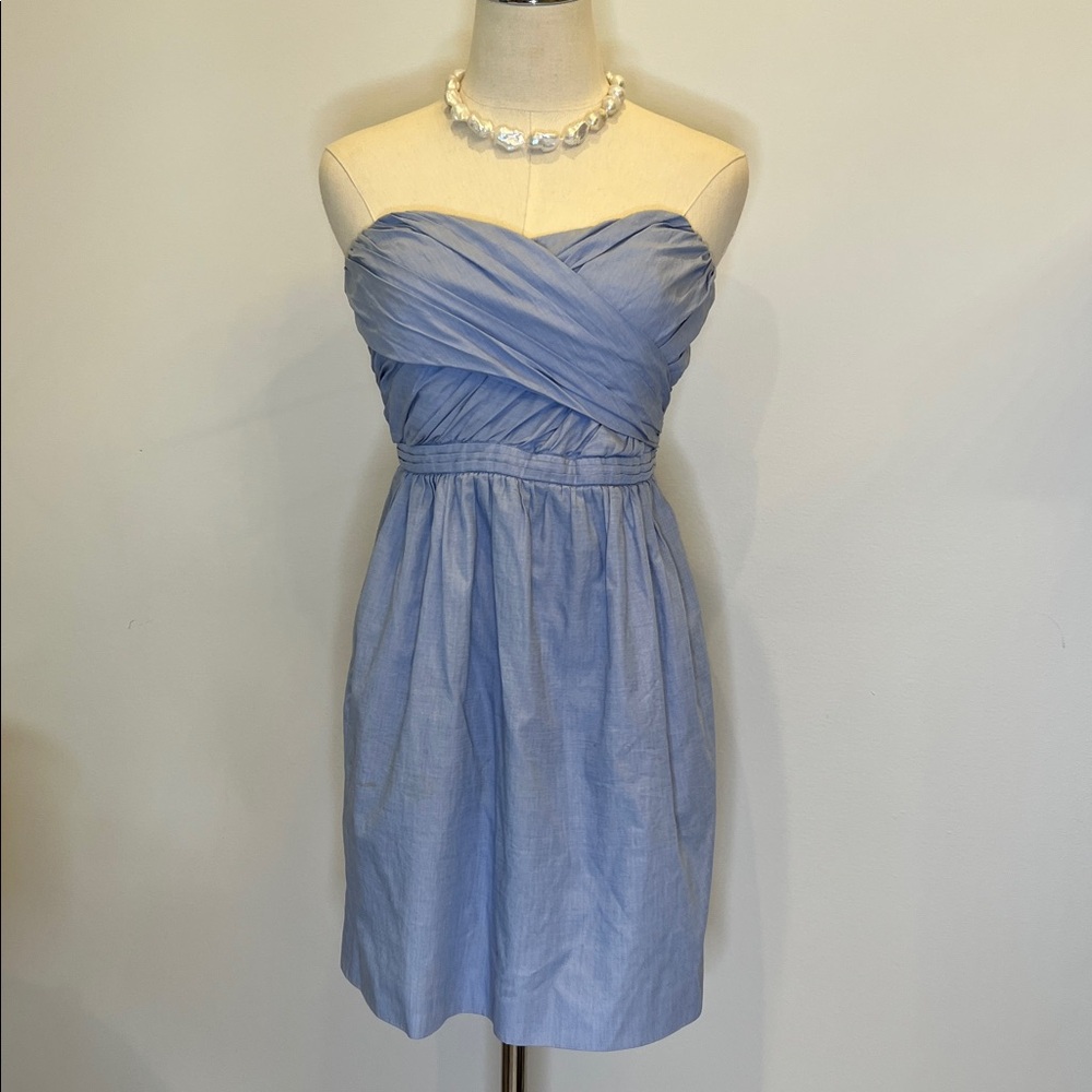 J.Crew Blue Strapless WOW Summer Dress
